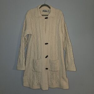 Aran Crafts Merino Wool Cable Knit Duster Sweater